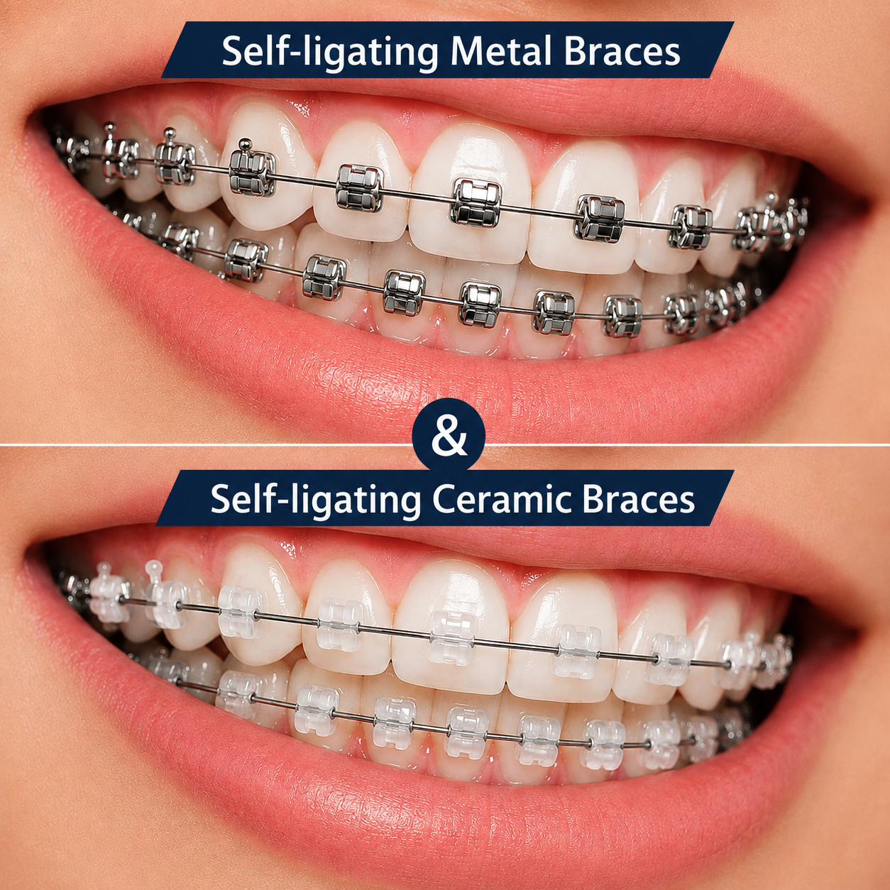 Self-Ligating Metal and Ceramic Braces